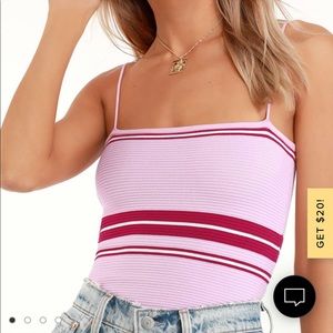 Lenore mauve ribbed striped pink cropped top